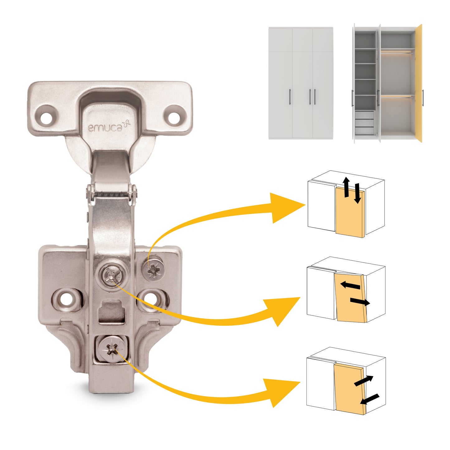 Kit cerniera collo dritto X91 con chiusura ammortizzata e basetta