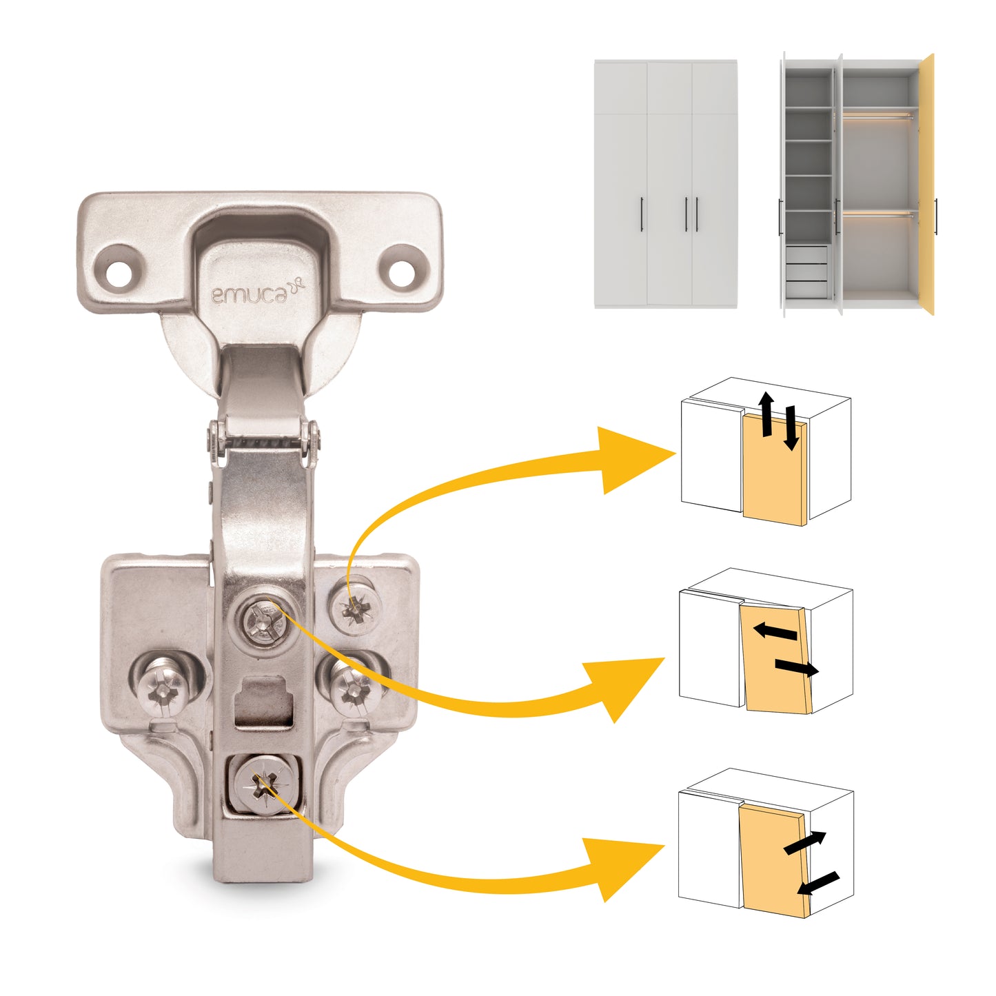 Kit cerniera collo dritto X91 con chiusura ammortizzata e basetta