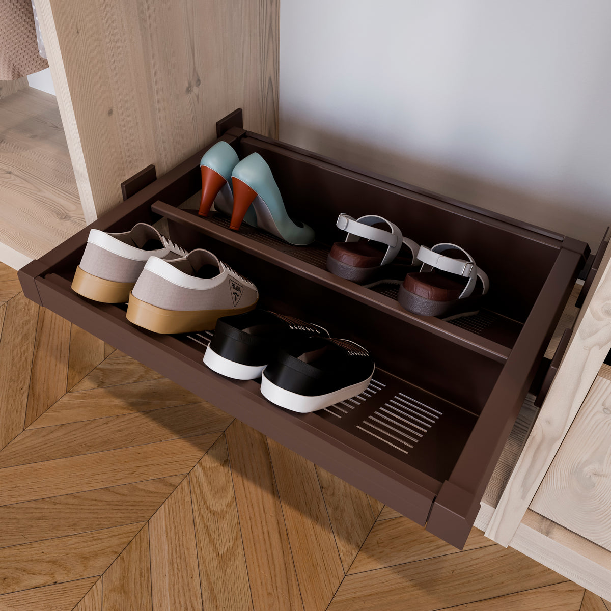 Cassetto porta-scarpe estraibile Moka