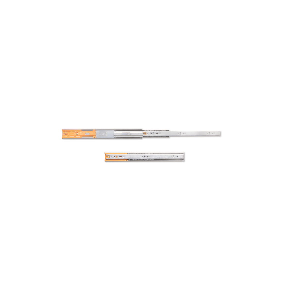 Guide a sfere per cassetti con estrazione totale e chiusura soft, altezza 45 mm