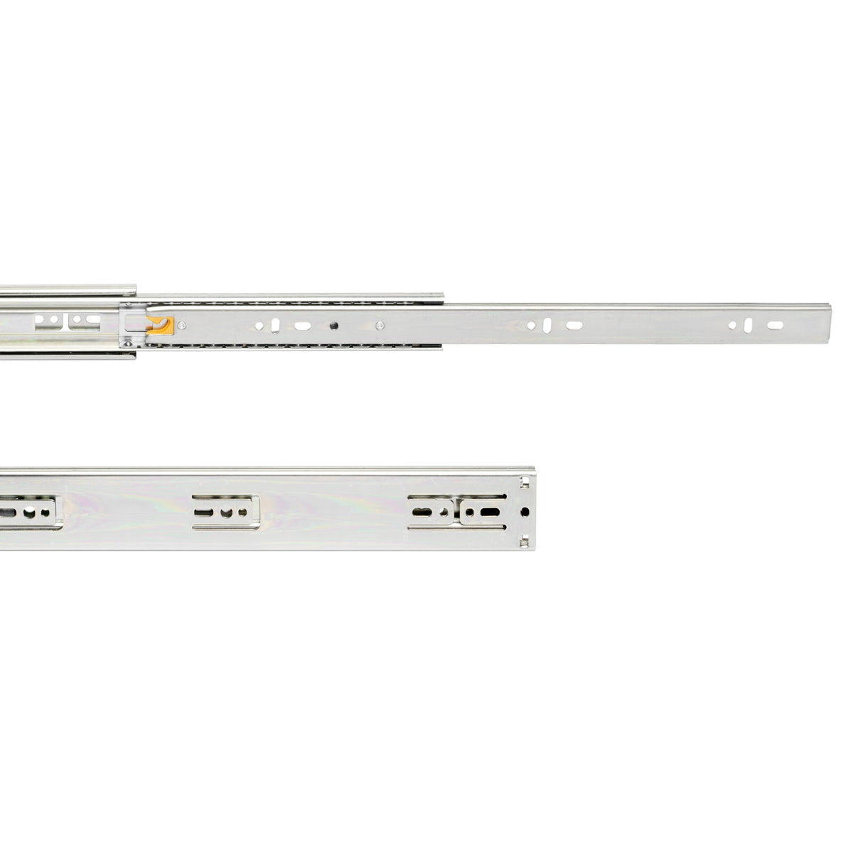 Guide a sfere per cassetti con estrazione totale e chiusura soft, altezza 45 mm