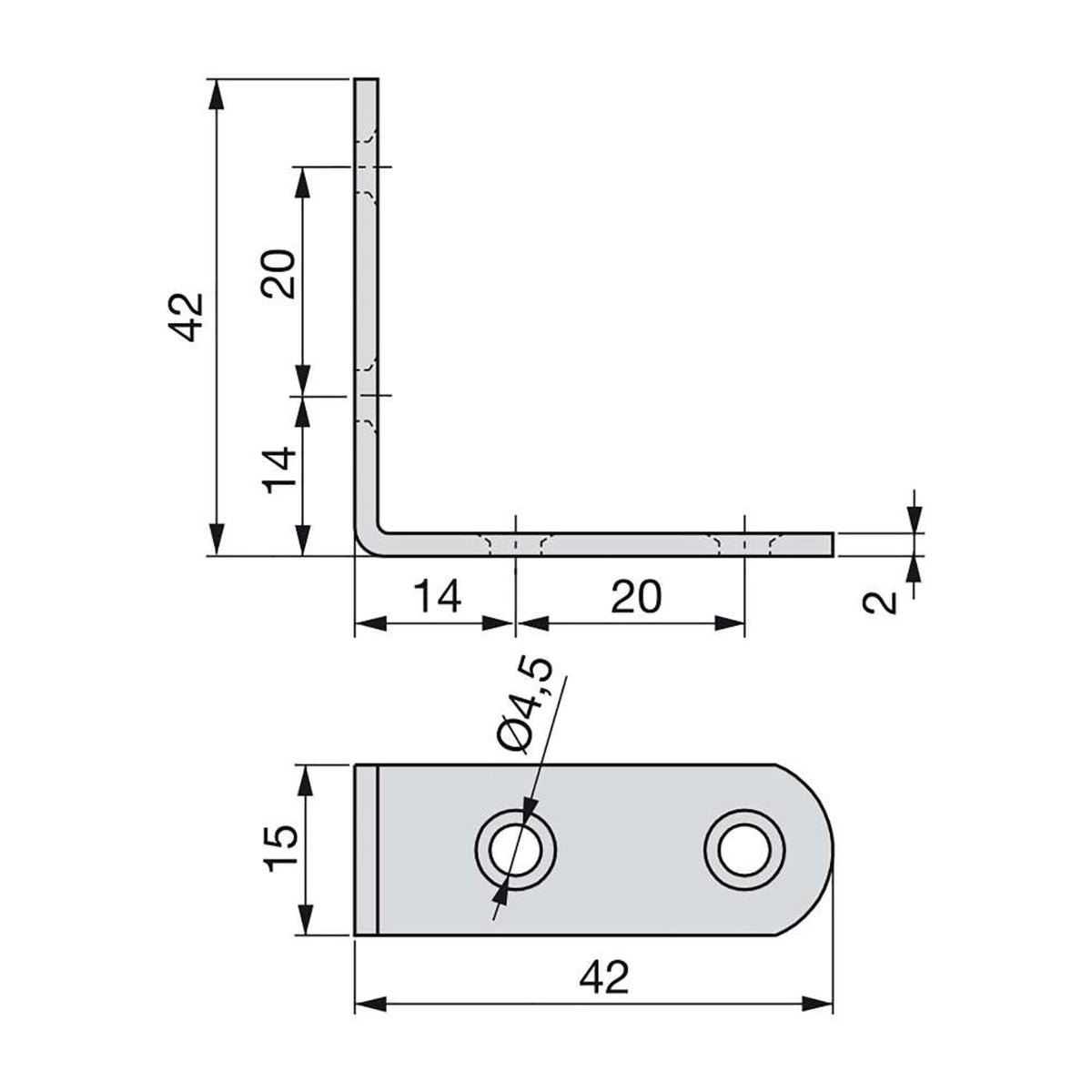 Squadra di unione per mobile 42 x 42 mm