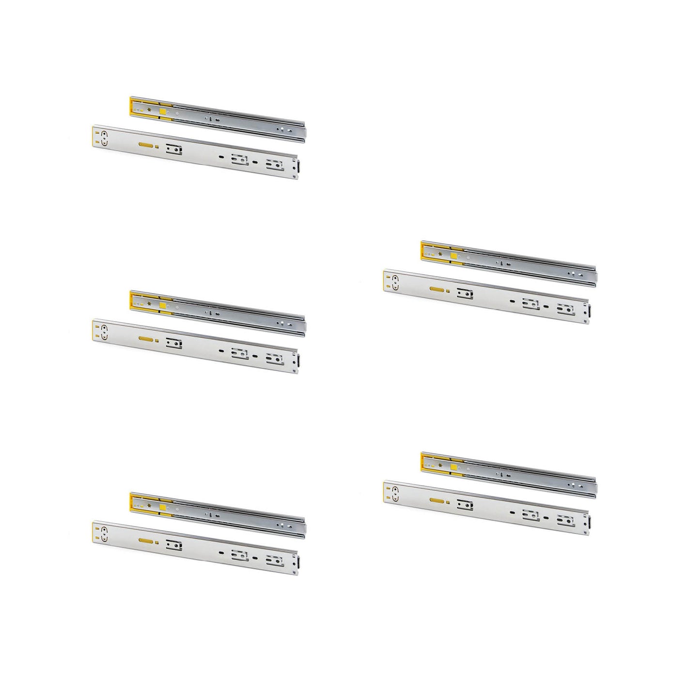 Kit Guide per cassetti, a sfera, estrazione totale, sistema push, chiusura soft, 45 mm.