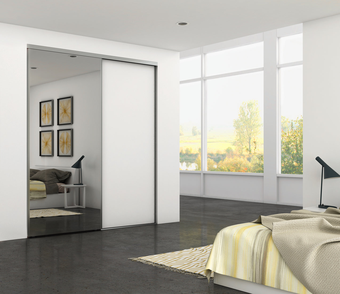 Sistema scorrevole per armadio 2 ante a scorrimento inferiore Placard con profili Wave e chiusura soft