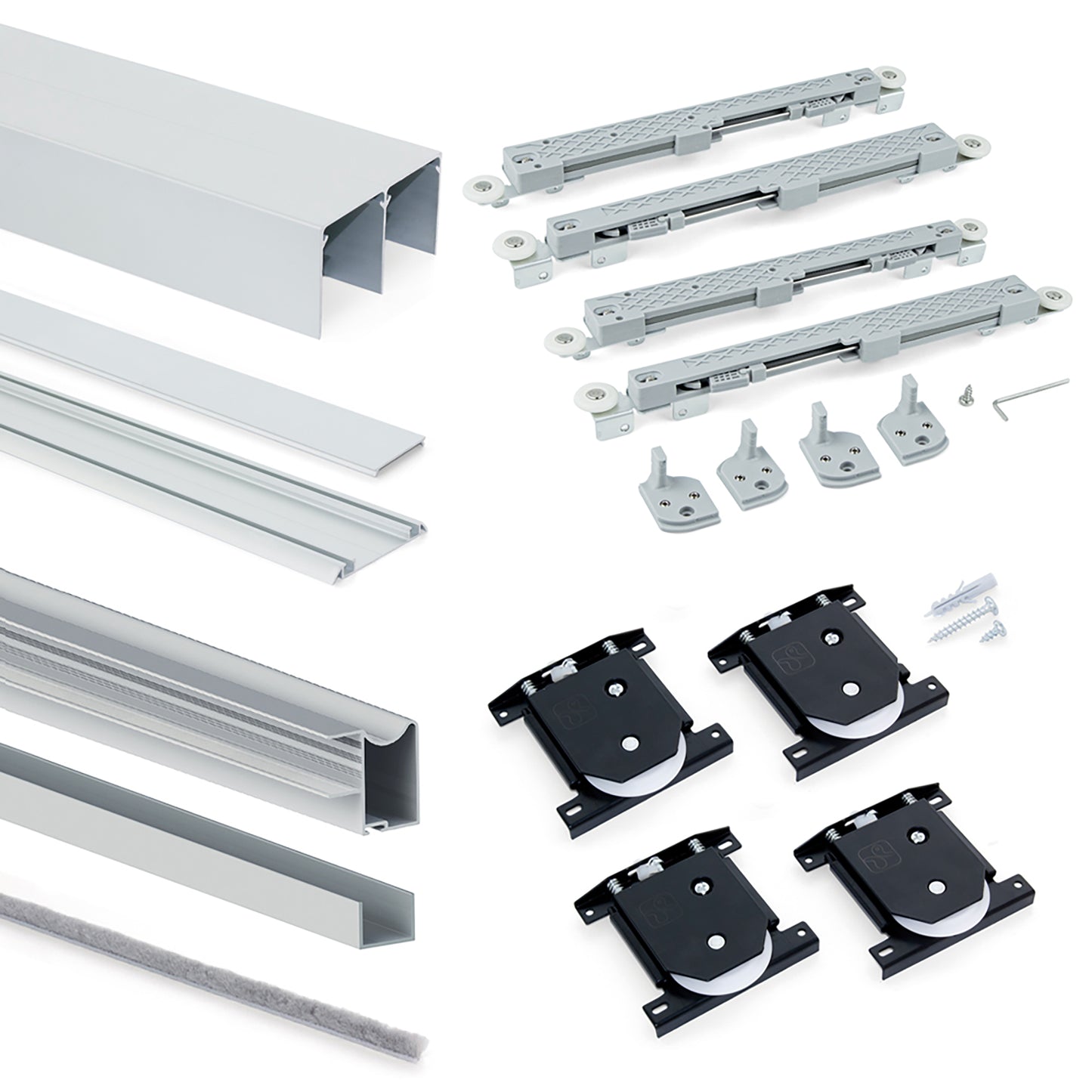 Sistema scorrevole per armadio 2 ante a scorrimento inferiore Placard con profili Wave e chiusura soft