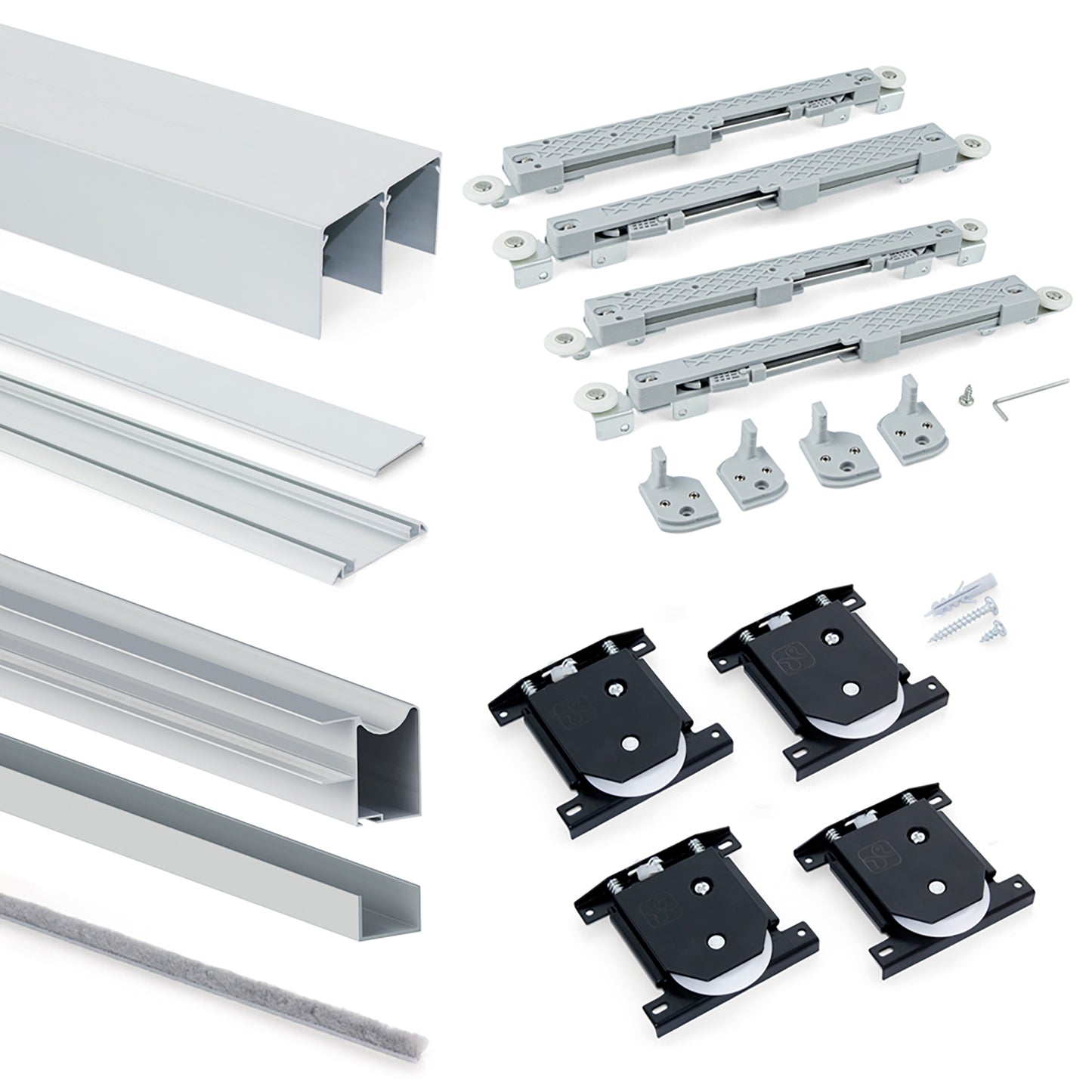 Sistema scorrevole per armadio 2 ante a scorrimento inferiore Placard con profili Wave e chiusura soft