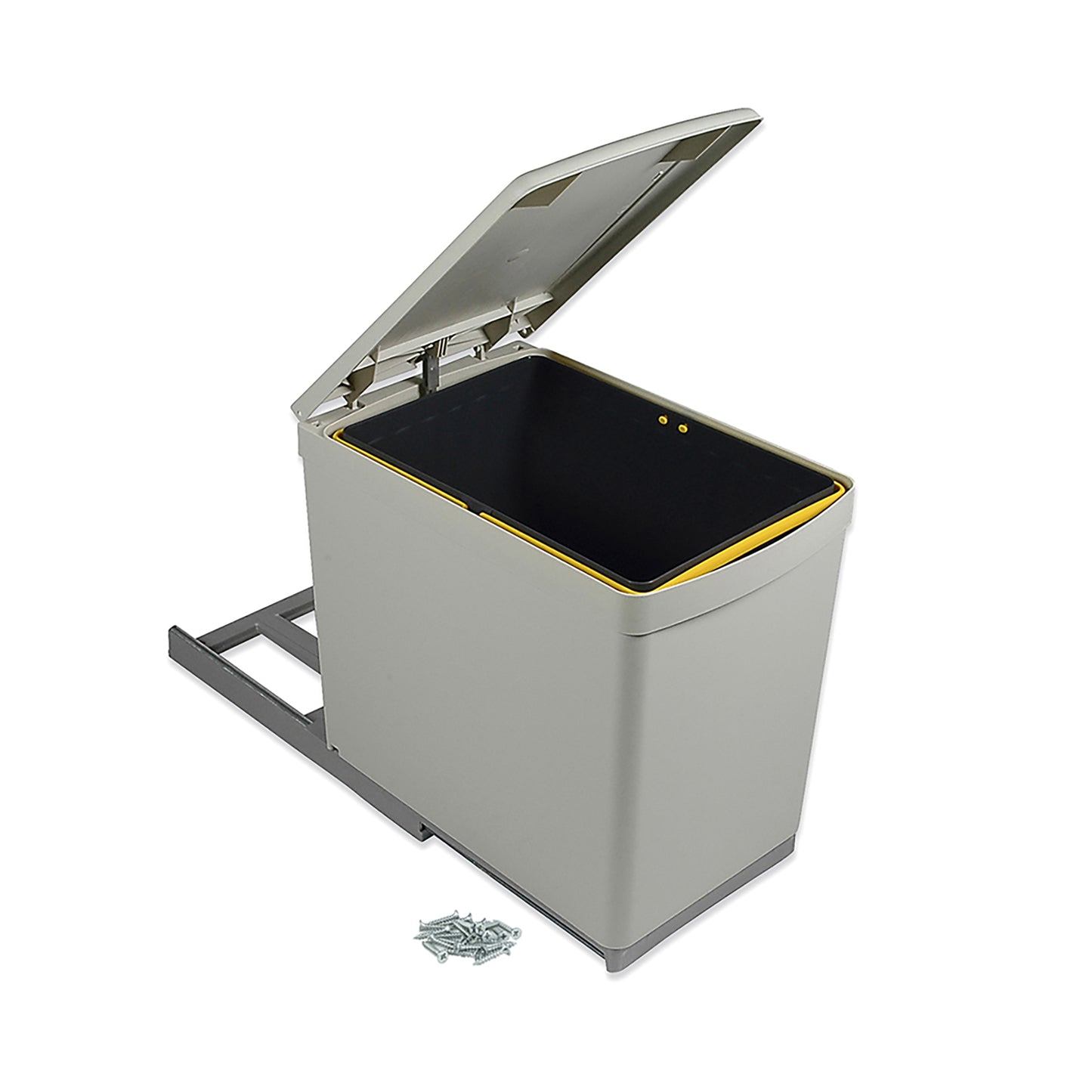 Pattumiera per differenziata, fissaggio inferiore estrazione manuale, 1 contenitore da 16 L e coperchio apertura automatica
