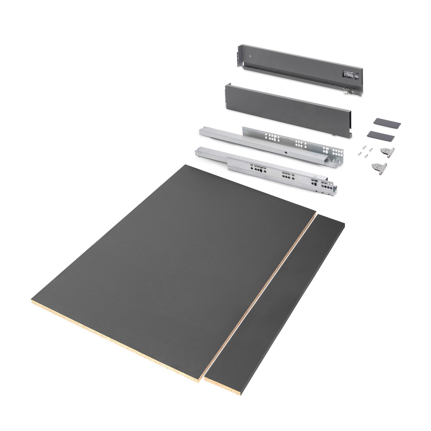 Kit cassetto per cucina o bagno Vertex di altezza 93mm con pannelli inclusi e regolazione 3D
