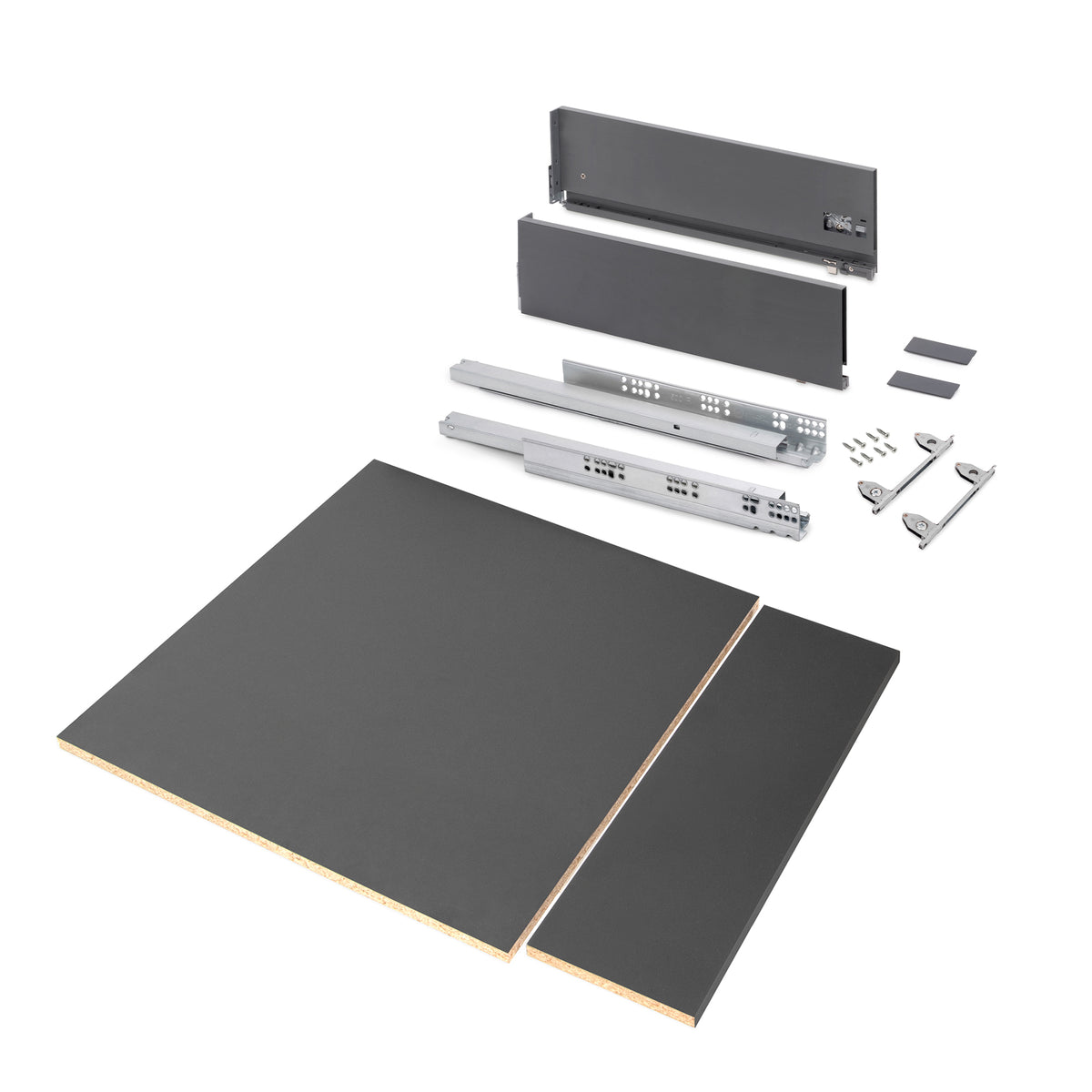 Kit cassetto per cucina o bagno Vertex di altezza 178mm con pannelli inclusi e regolazione 3D