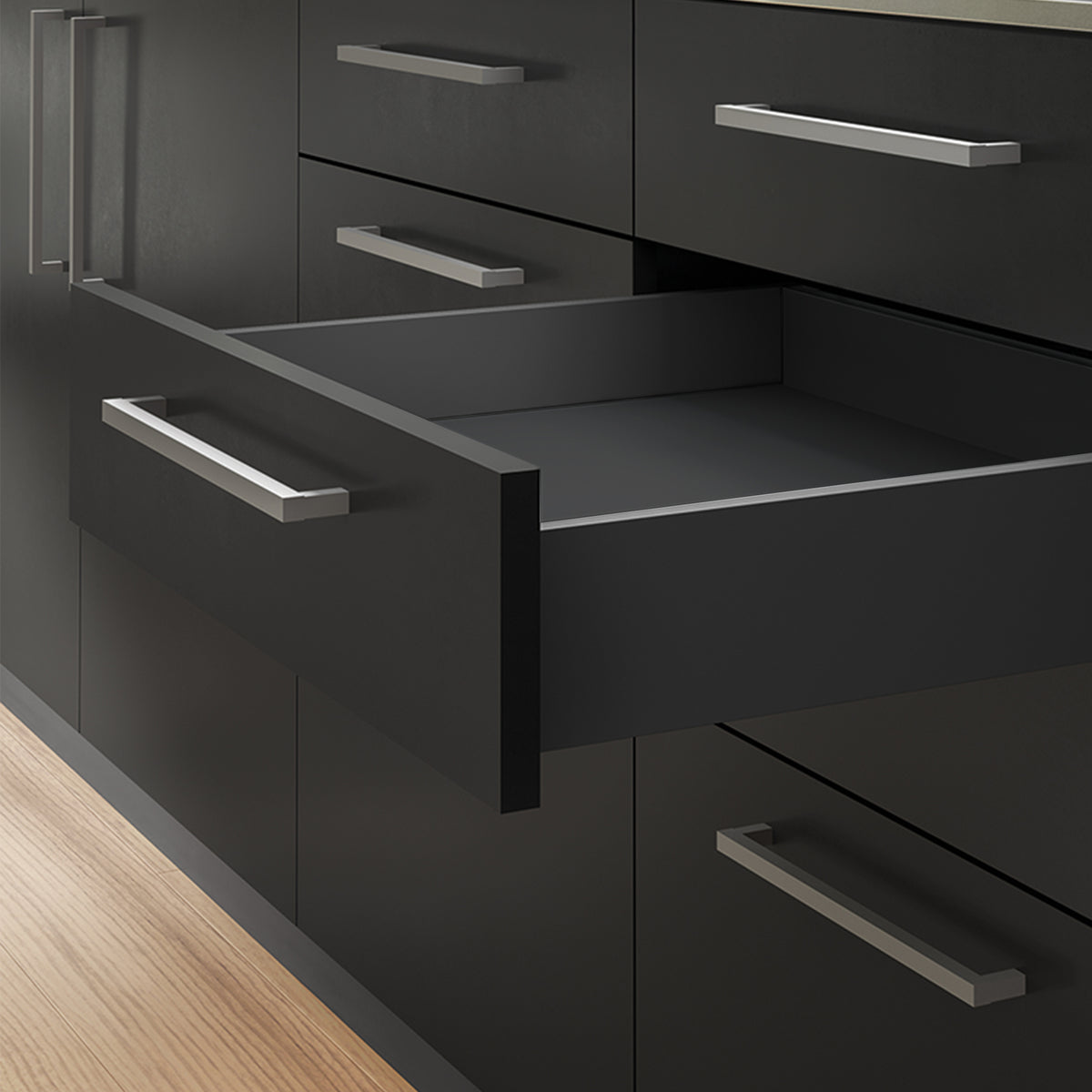 Kit cassetto per cucina o bagno Vertex di altezza 178mm con pannelli inclusi e regolazione 3D