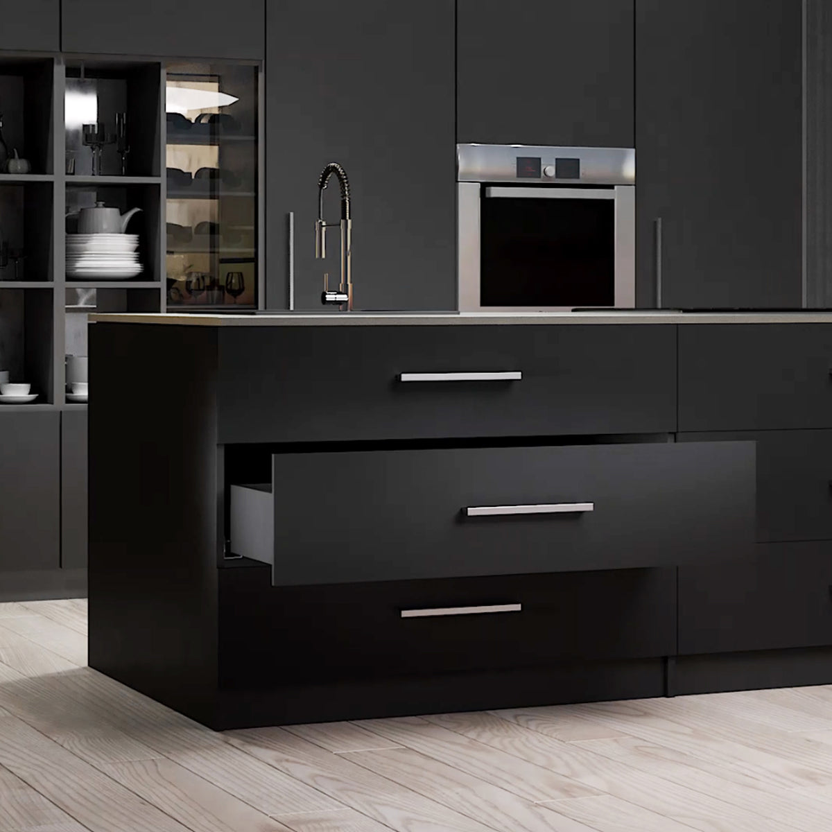 Kit cassetto per cucina o bagno Vertex di altezza 178mm con pannelli inclusi e regolazione 3D