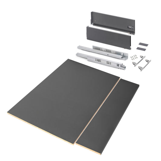 Kit cassetto per cucina o bagno Vertex di altezza 178mm con pannelli inclusi e regolazione 3D