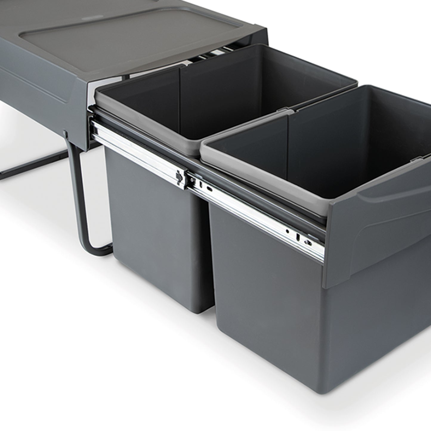 Pattumiere per raccolta differenziata per cucina, 2 x 15 L, fissaggio inferiore ed estrazione manuale