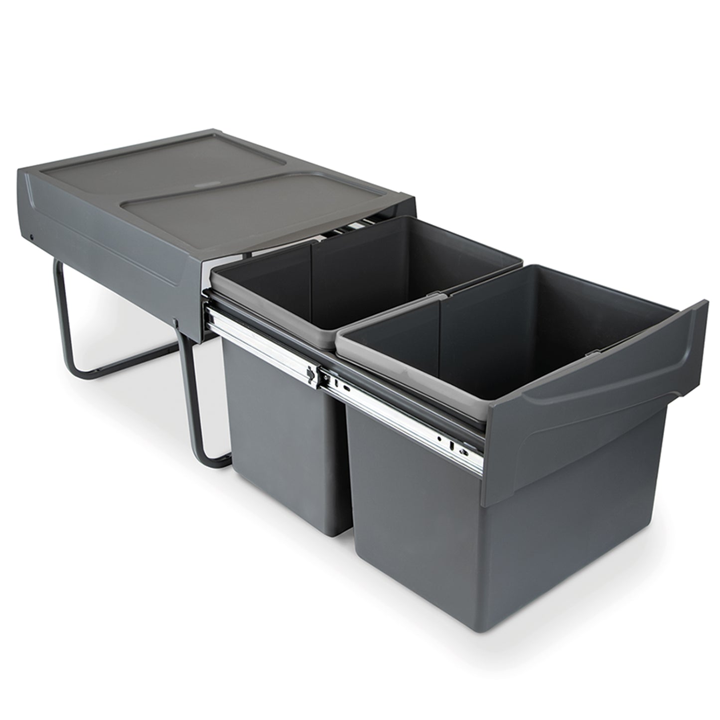 Pattumiere per raccolta differenziata per cucina, 2 x 15 L, fissaggio inferiore ed estrazione manuale