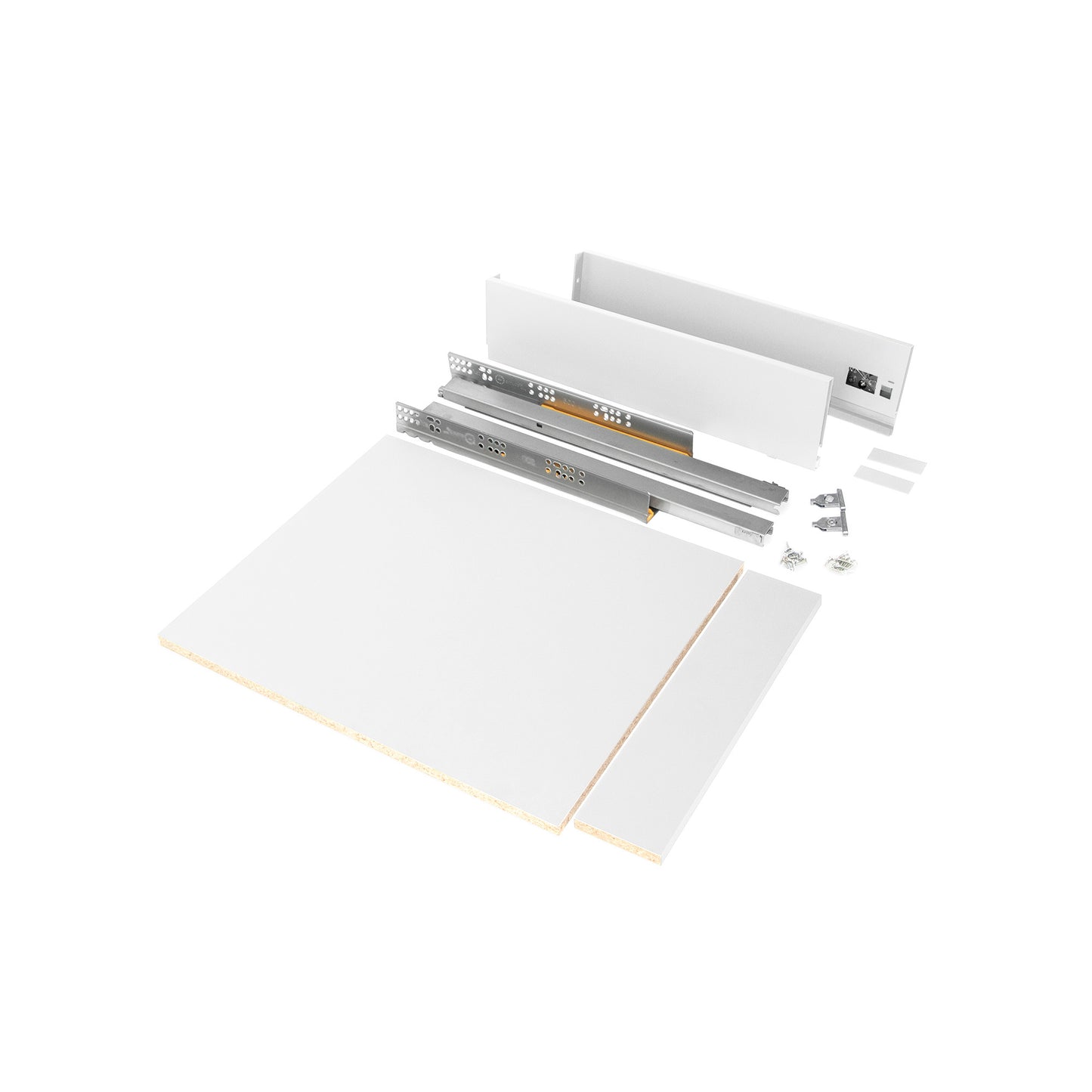 Kit cassetto per cucina o bagno Vertex di altezza 93mm con pannelli inclusi e regolazione 3D