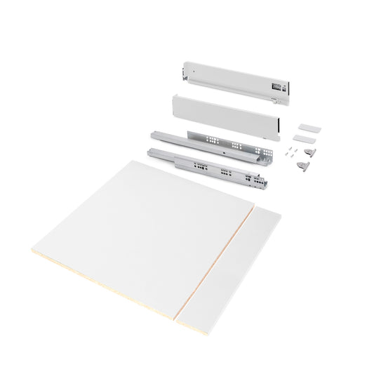 Kit cassetto per cucina o bagno Vertex di altezza 93mm con pannelli inclusi e regolazione 3D