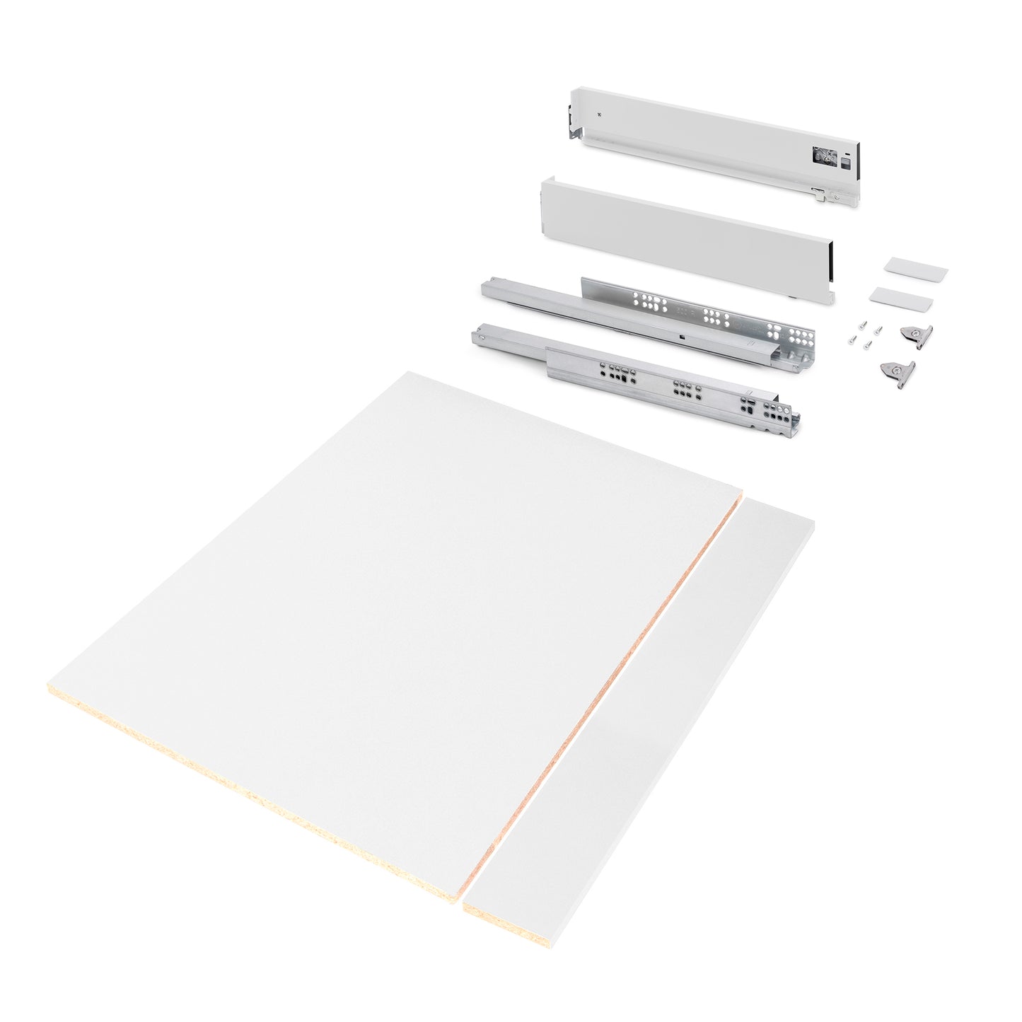 Kit cassetto per cucina o bagno Vertex di altezza 93mm con pannelli inclusi e regolazione 3D