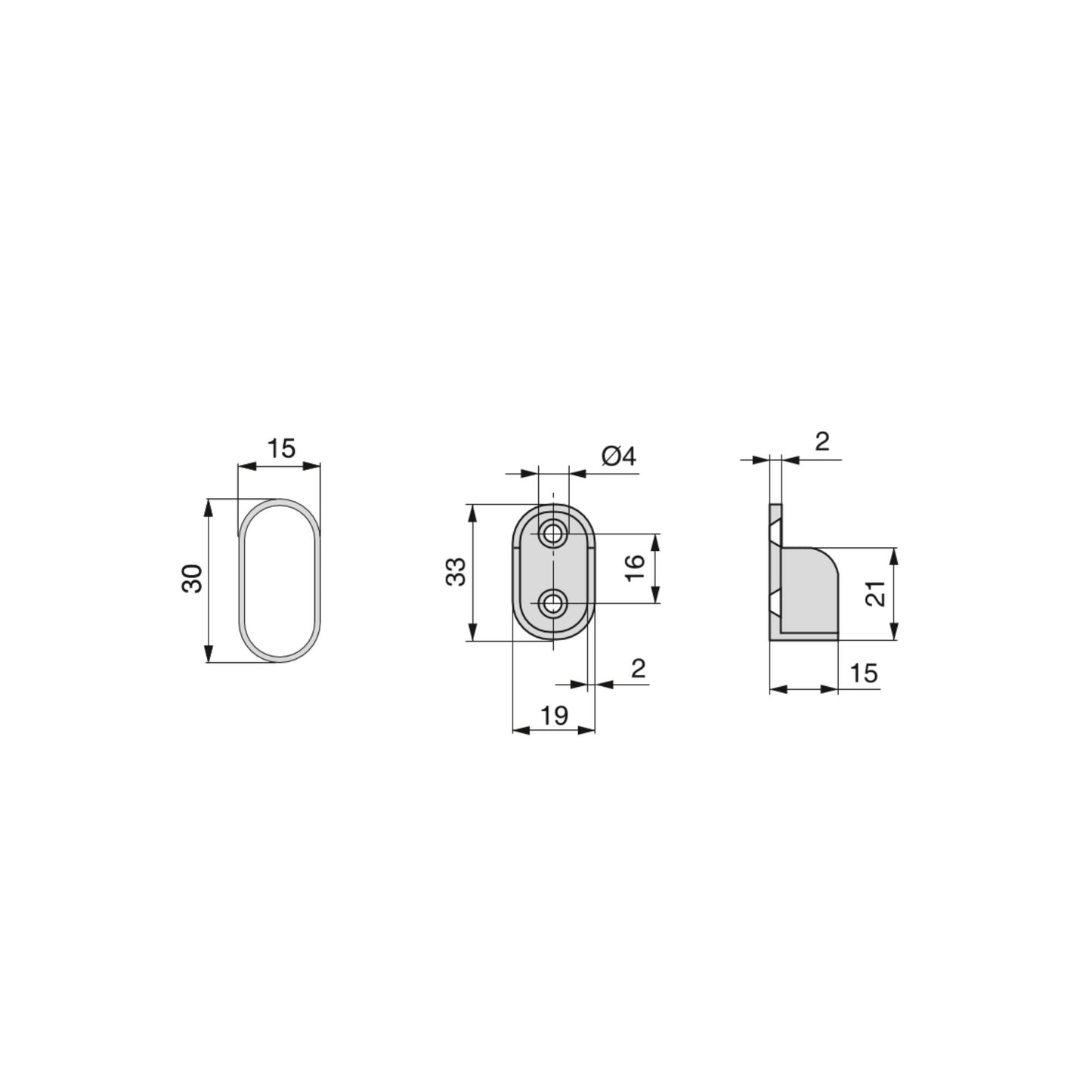 Kit tubo per armadio 30x15 mm acciaio