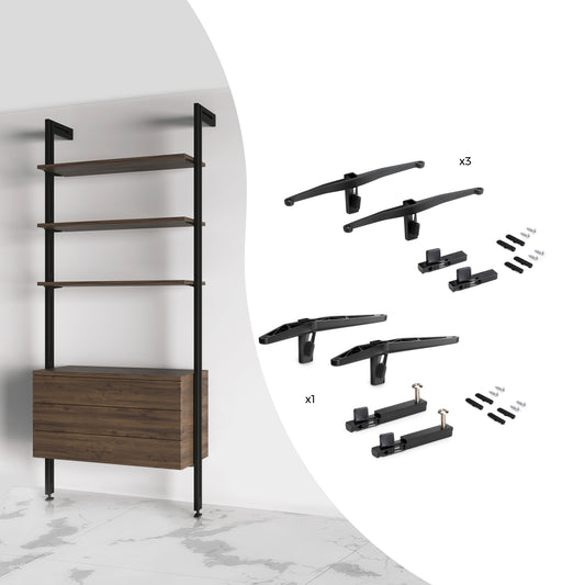 Kit Zero di supporti per mensole in legno e moduli