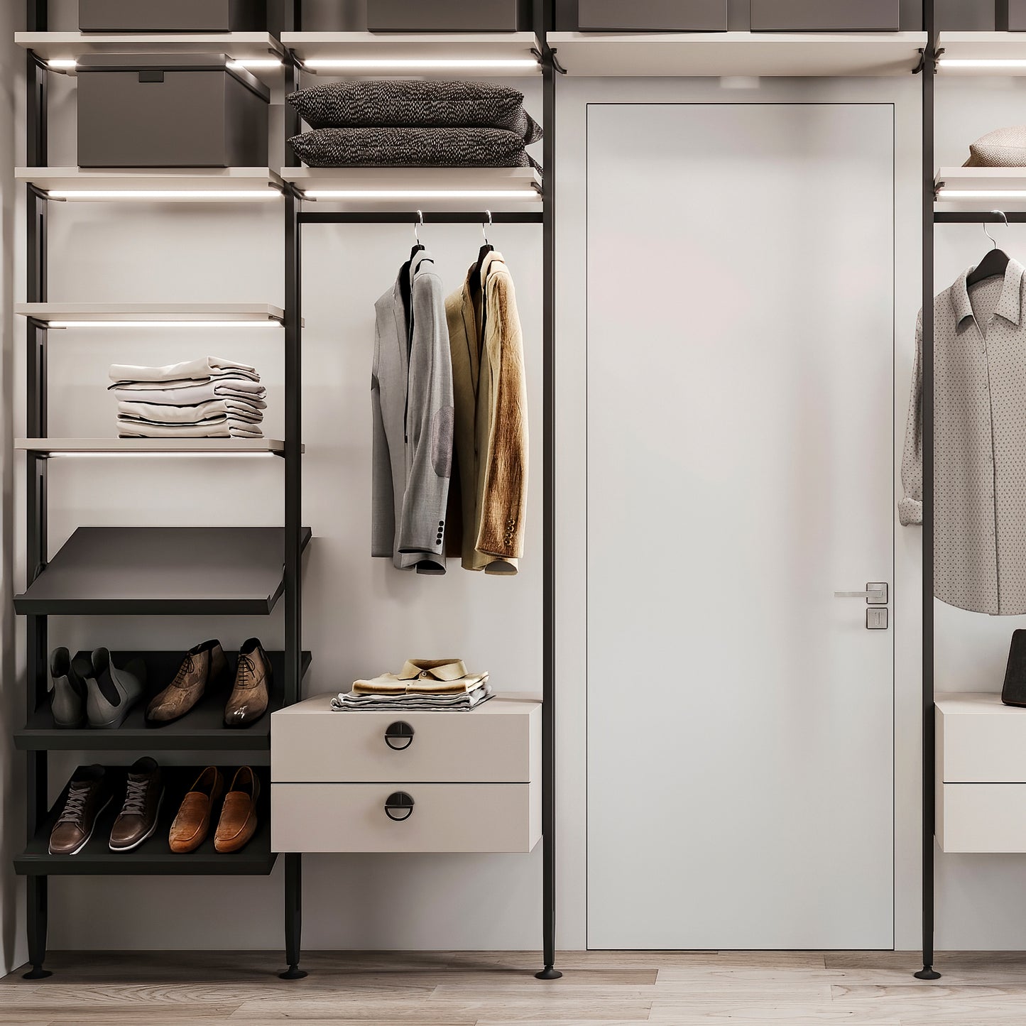 Kit Zero di supporti per mensole in legno e barra appendiabiti