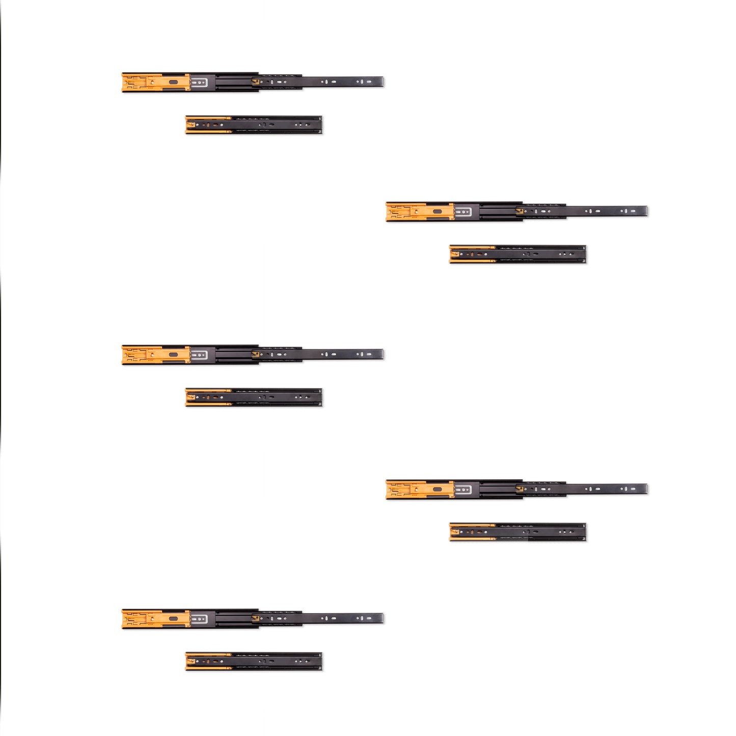 Guide a sfere per cassetti con estrazione totale e chiusura soft, altezza 45 mm