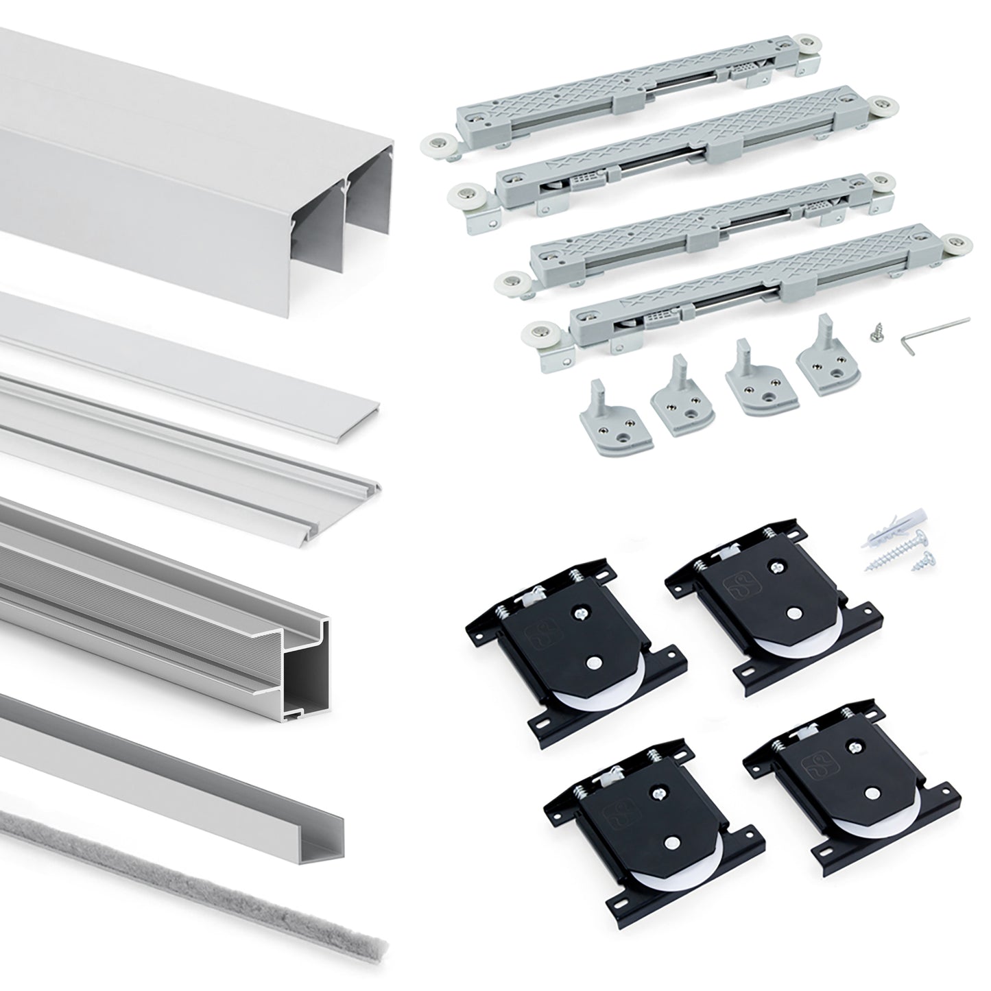 Sistema scorrevole per armadio 2 ante a scorrimento inferiore Placard con profili Deep e chiusura soft