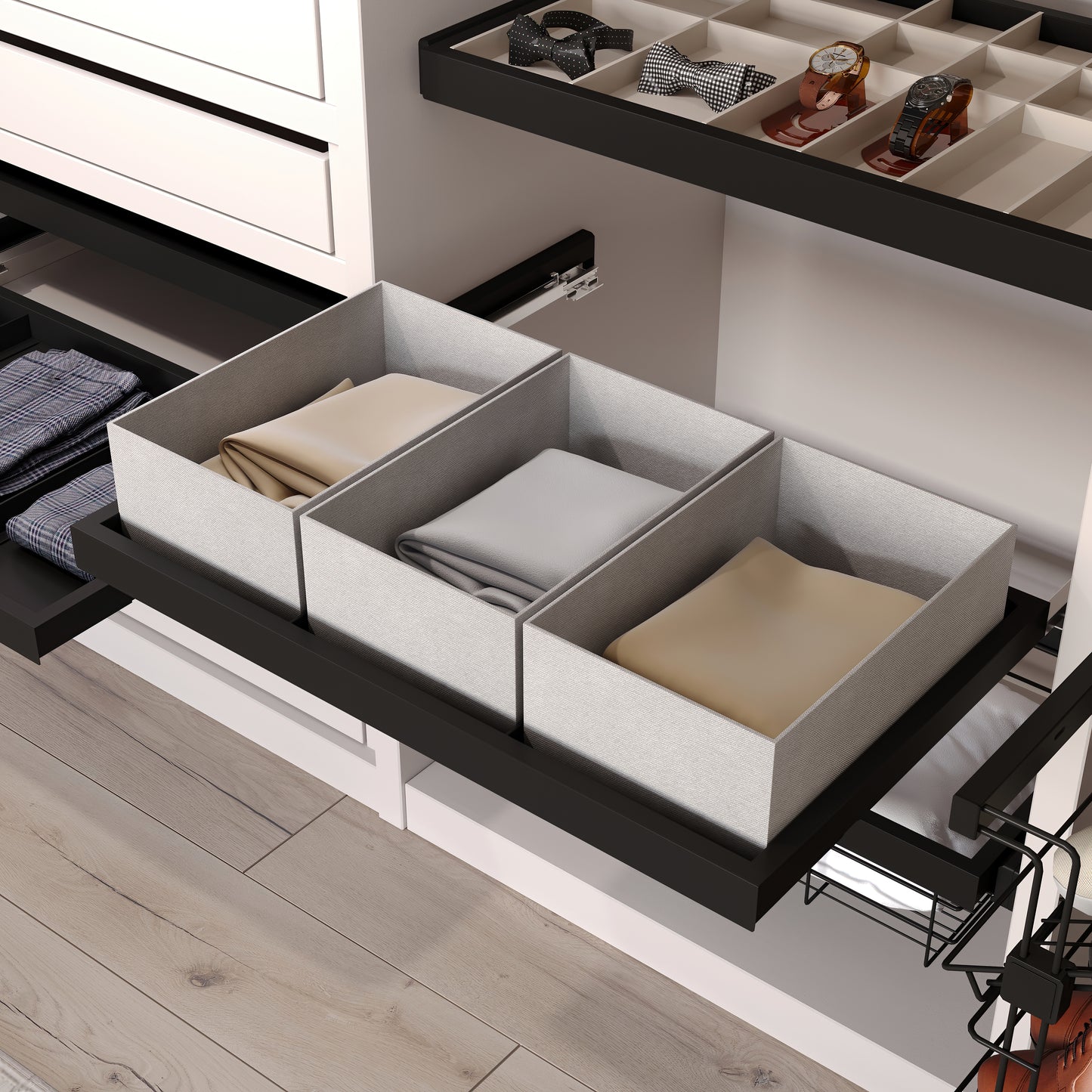 Kit vassoio e telaio con guide Hack per armadio