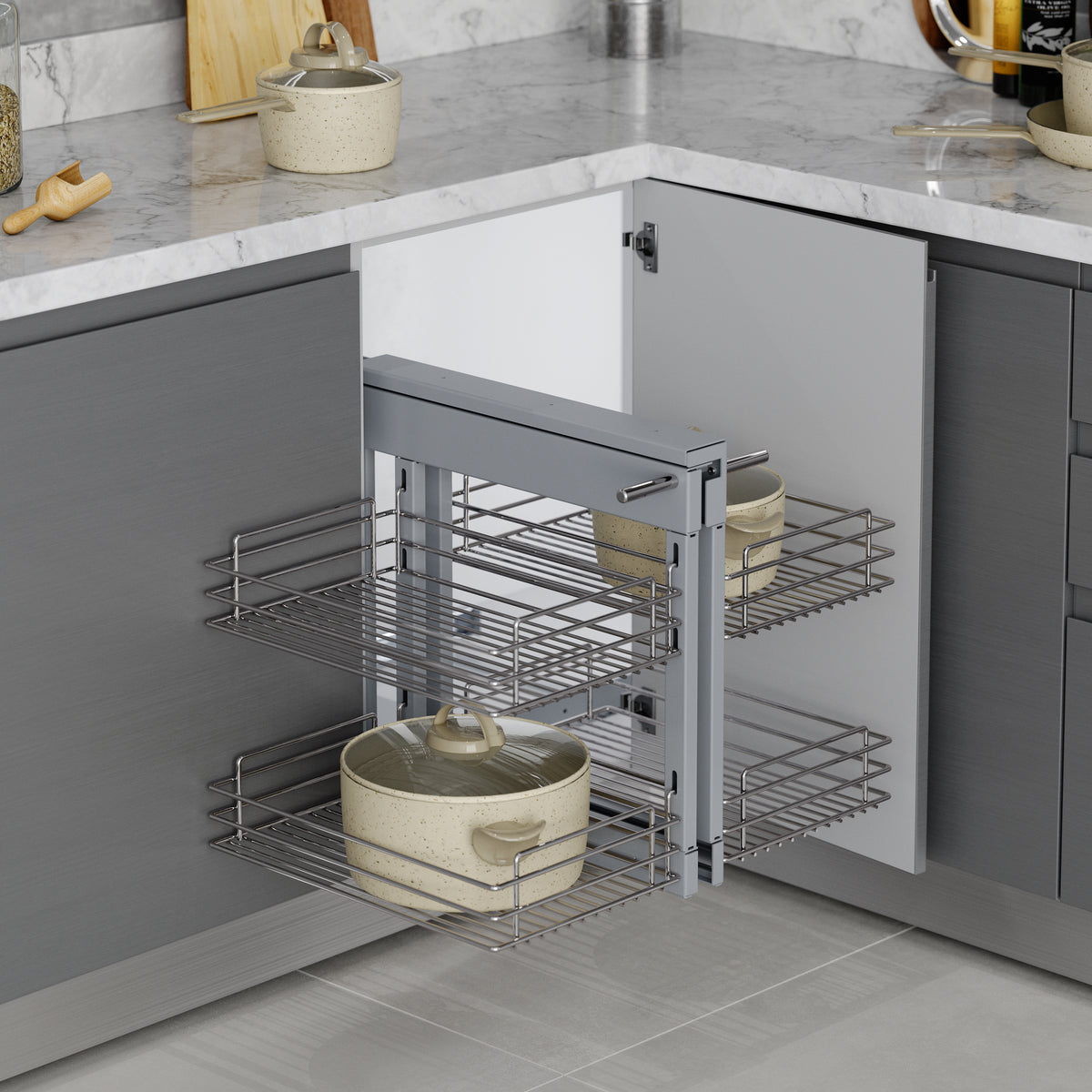 Sistema estraibile angolare Suprastar per mobile da cucina