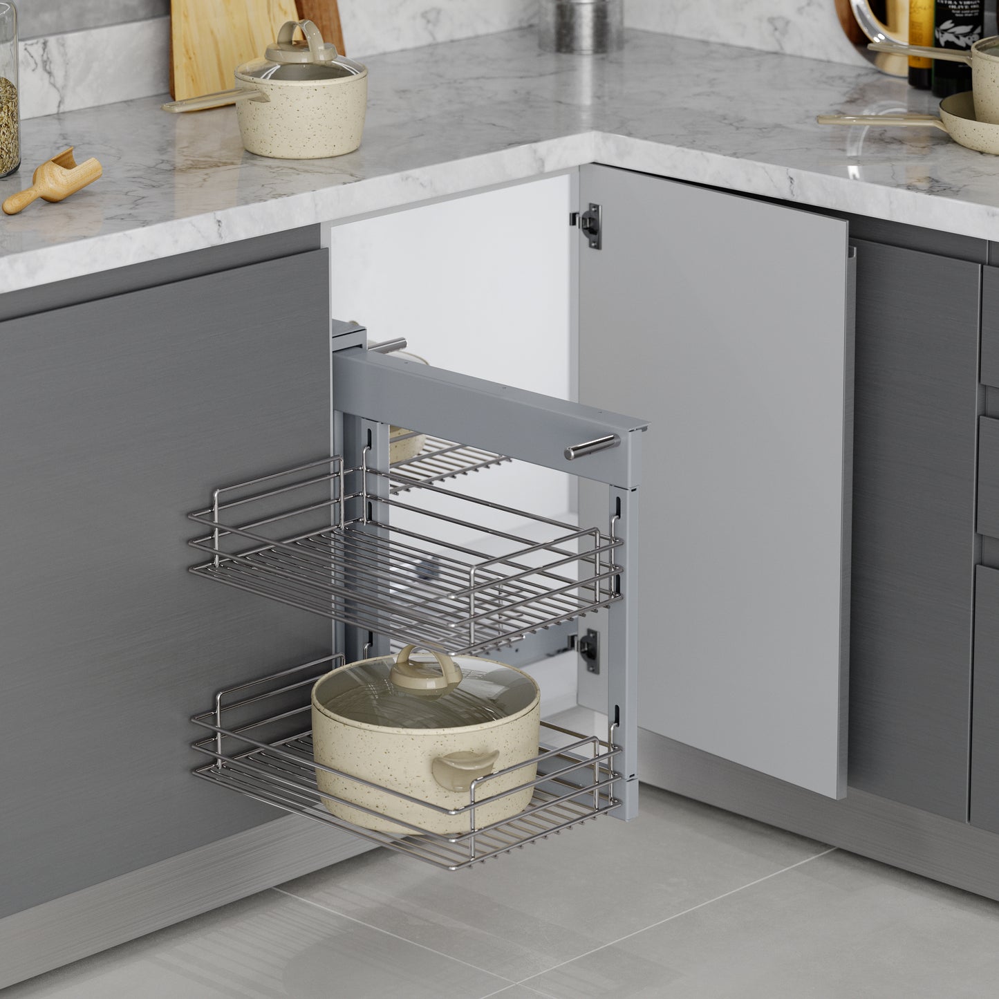 Sistema estraibile angolare Suprastar per mobile da cucina