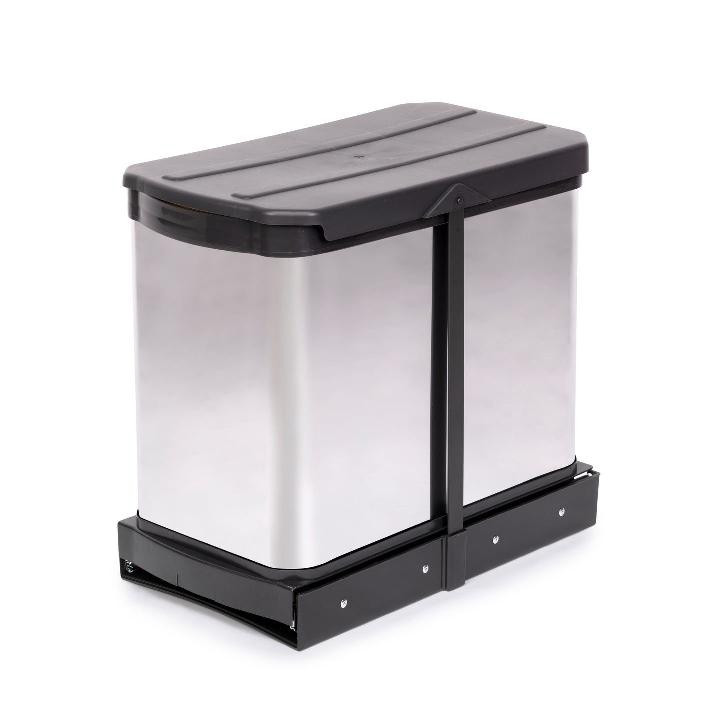 Pattumiere per differenziata Recycle Inox da cucina, 2 x 12 L, fissaggio sul fondo ed estrazione manuale/automaticamente