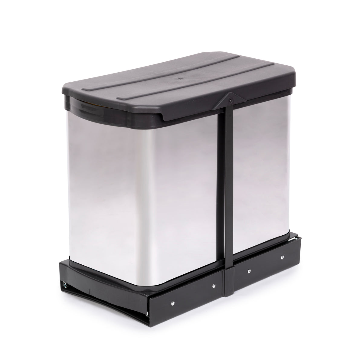 Pattumiere per differenziata Recycle Inox da cucina, 2 x 12 L, fissaggio sul fondo ed estrazione manuale/automaticamente