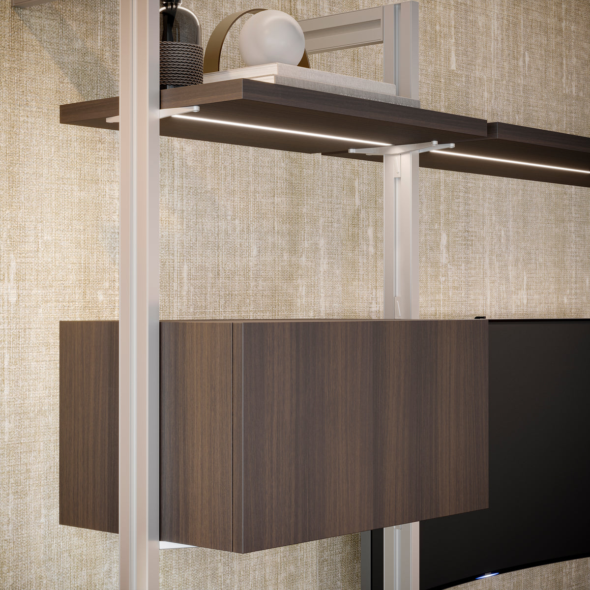 Kit Zero di supporti per mensole in legno e moduli