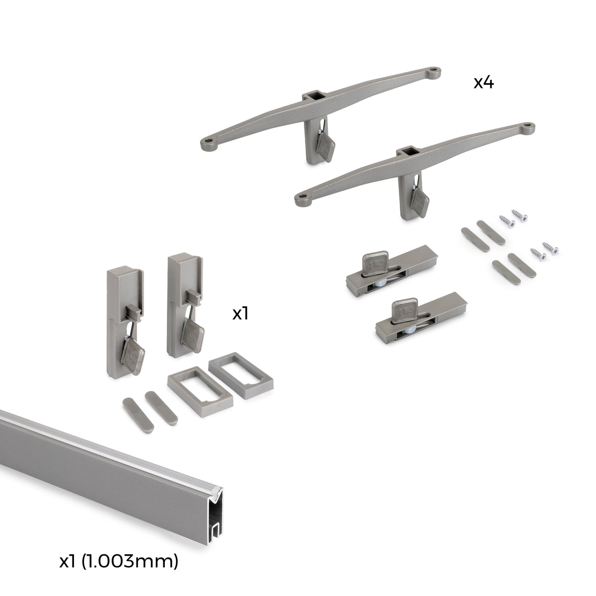 Kit Zero di supporti per mensole in legno e barra appendiabiti