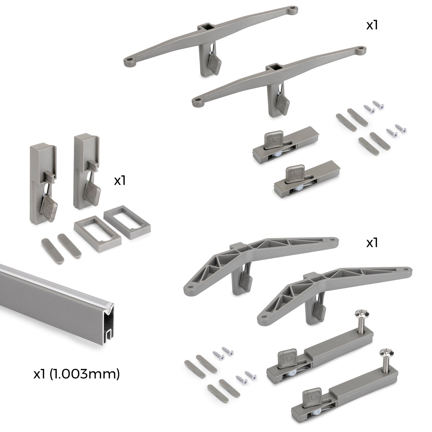Kit Zero di supporti per mensole in legno, modulo e barra appendiabiti