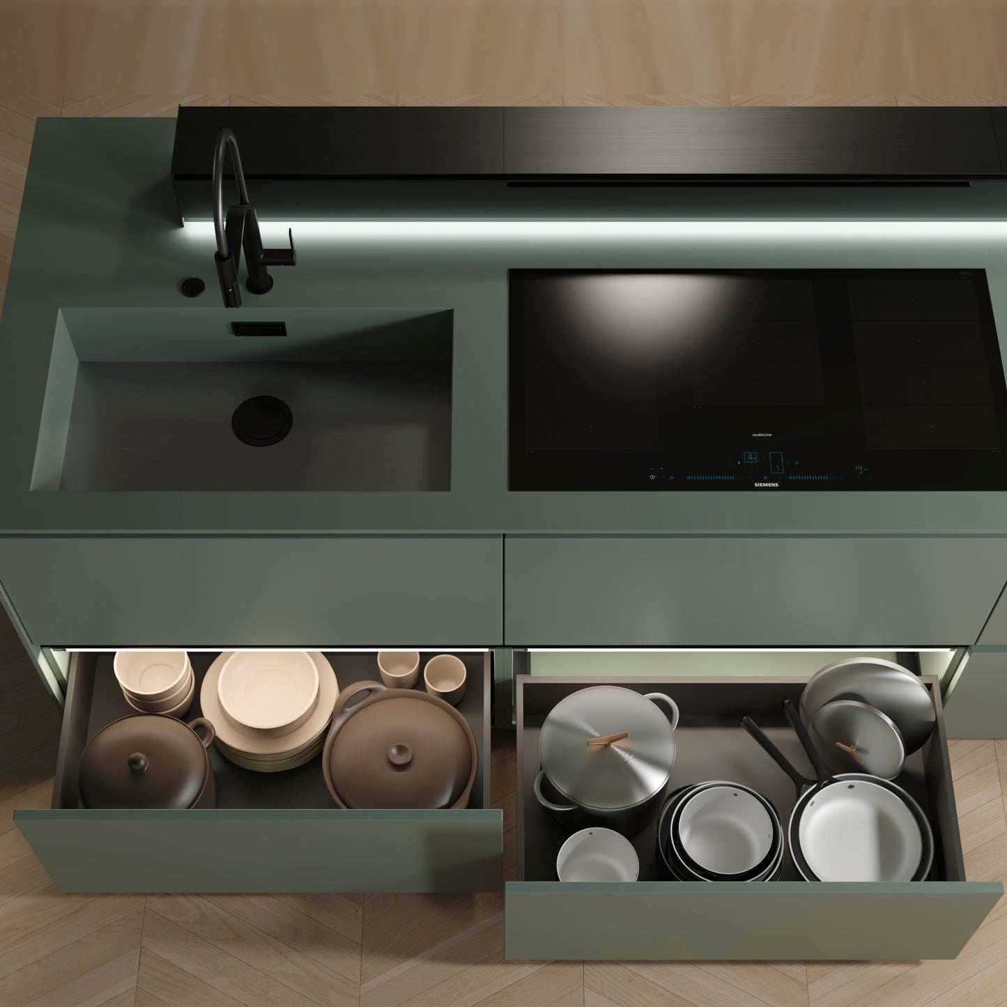 Cassetto esterno Vertex, 60kg, altezza 242mm e regolazione 3D