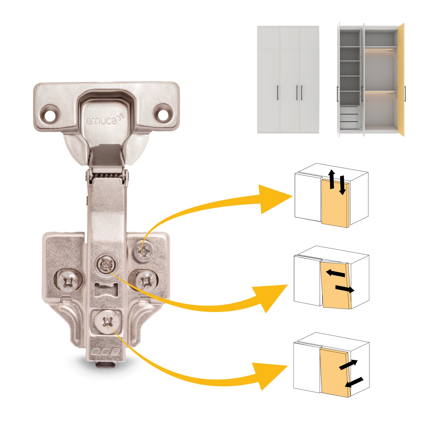 Kit cerniera collo dritto X92 con chiusura ammortizzata e basetta