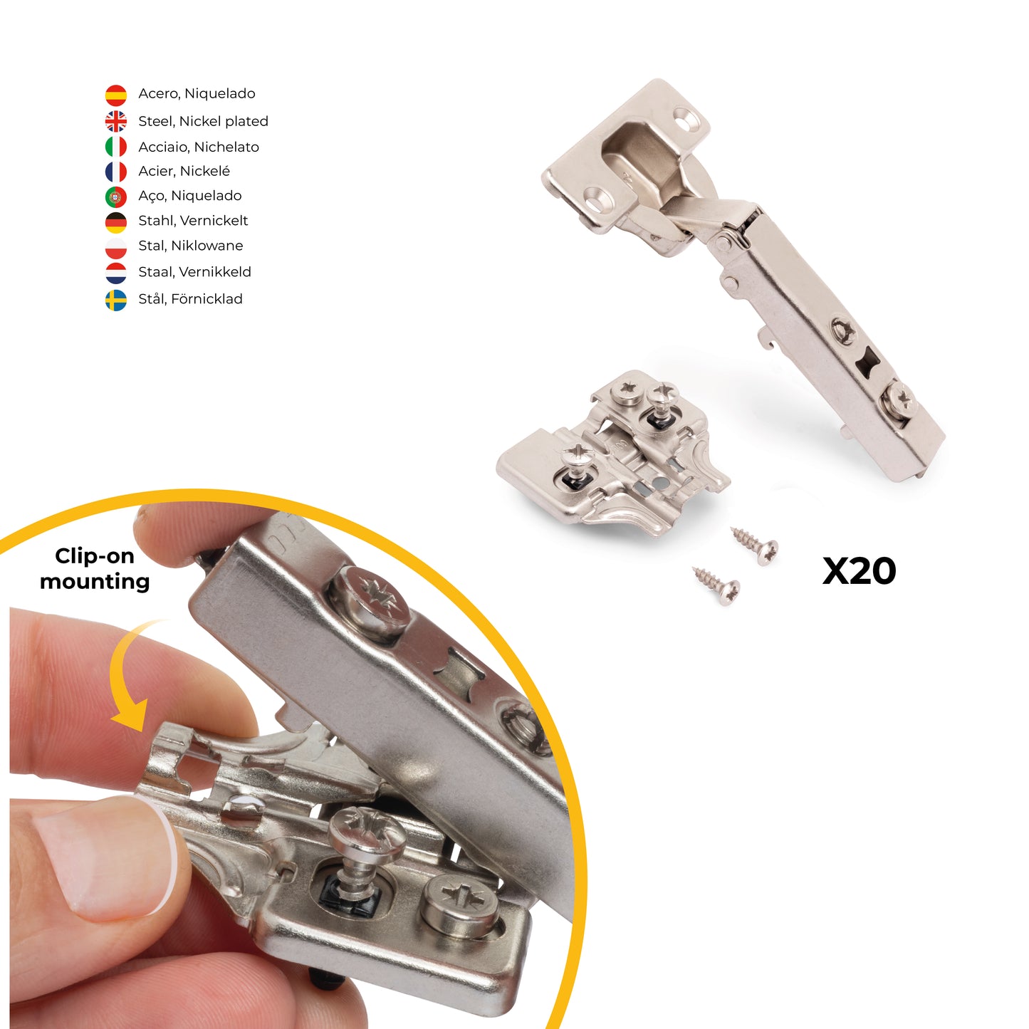 Kit cerniera collo dritto X92N e basetta