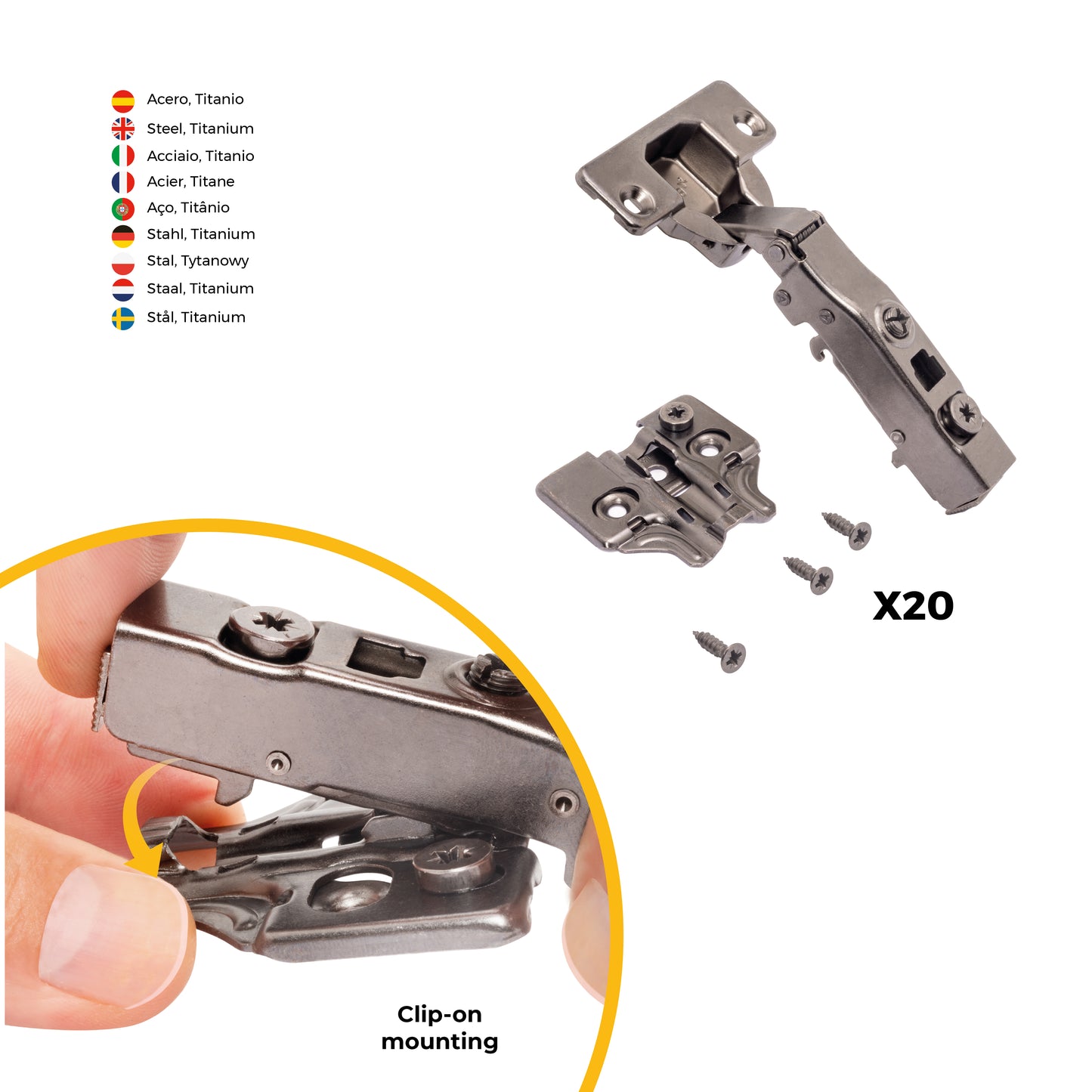 Kit cerniera collo dritto X91N e basetta