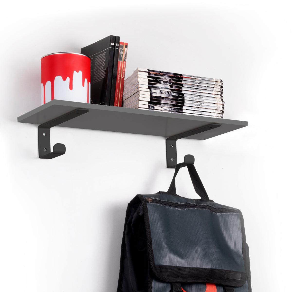 Set di supporti per mensole in legno Shelf con gancio integrato