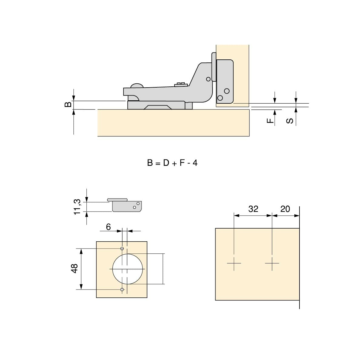 Kit cerniera collo alto X91 con chiusura ammortizzata e basetta dritto