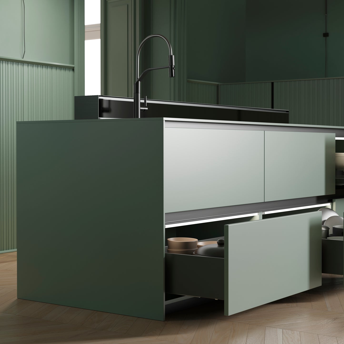 Cassetto esterno Vertex, 60kg, altezza 131mm e regolazione 3D