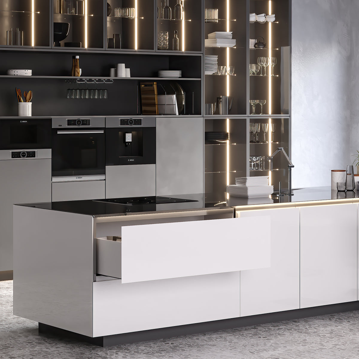 Cassetto esterno Vertex, 40kg, altezza 178mm con Push Sincro e regolazione 3D