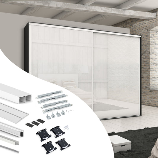 Sistema scorrevole per armadio 2 ante a scorrimento inferiore Placard 74 con maniglia Sharp e chiusura soft