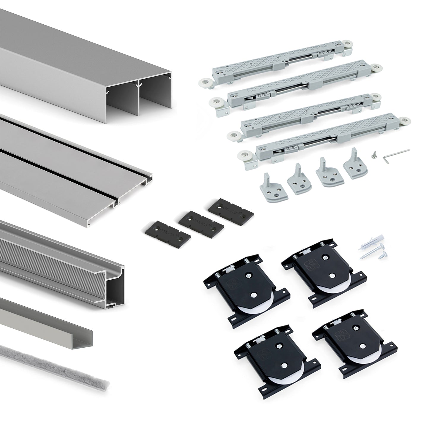 Sistema scorrevole per armadio 2 ante a scorrimento inferiore Placard 74 con maniglia Sharp e chiusura soft