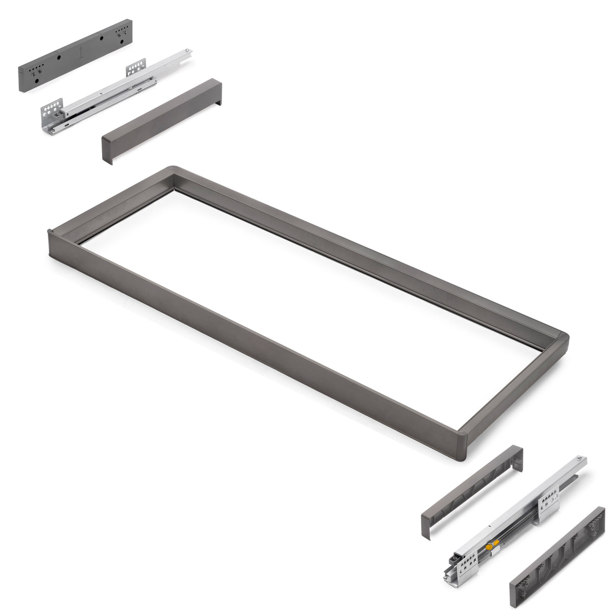 Telaio con guide a estrazione totale e chiusura morbida per accessori per armadi Quartz