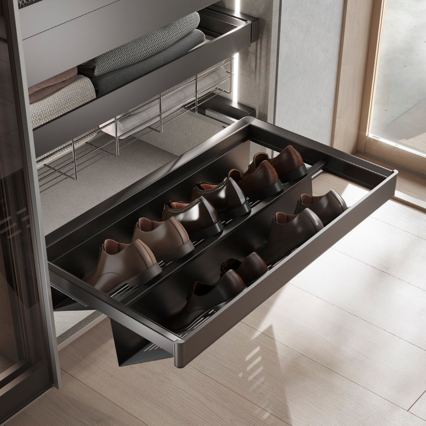 Cassetto porta-scarpe estraibile per armadi e cabine armadio Quartz