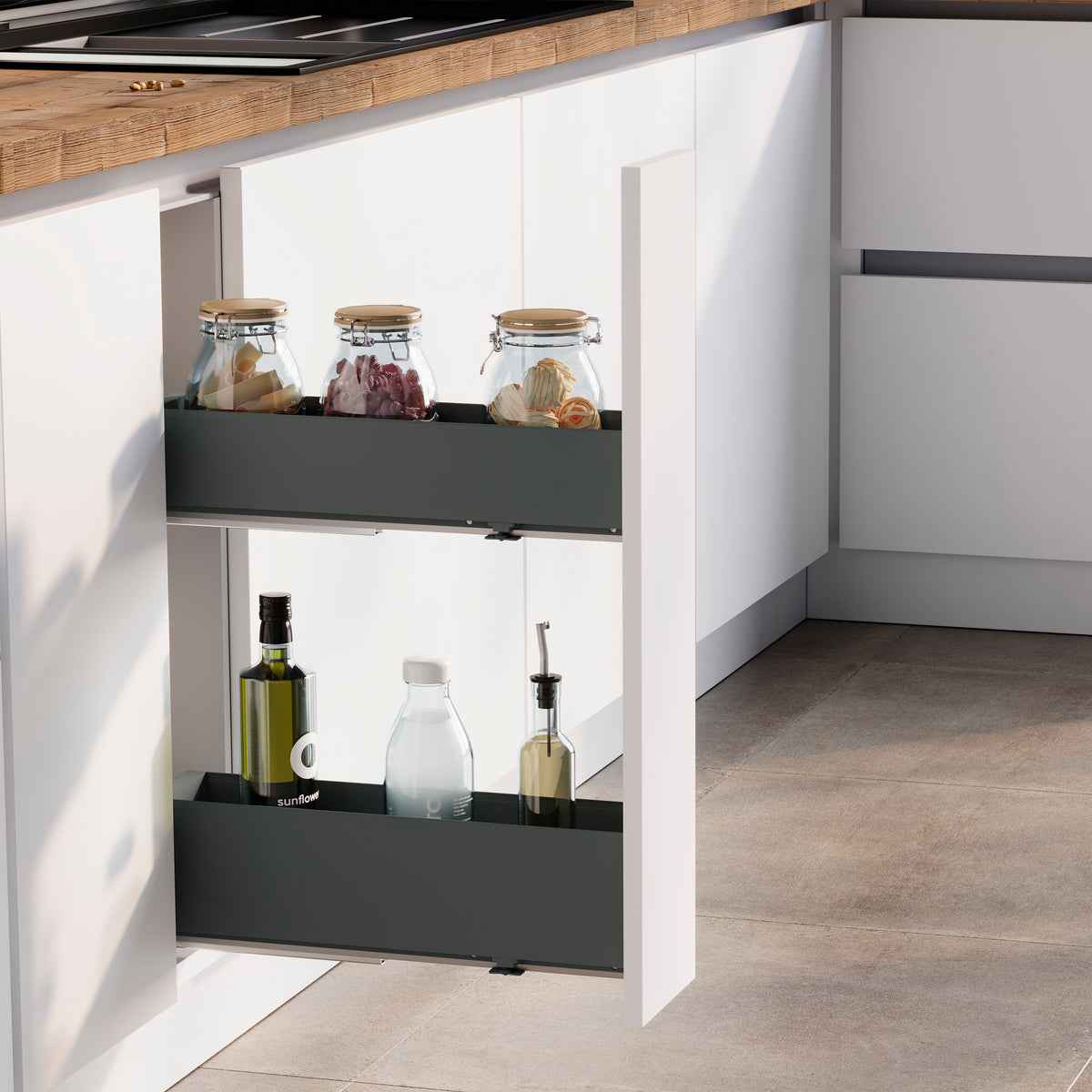 Portabottiglie laterale estraibile Titane Simplex con chiusura soft