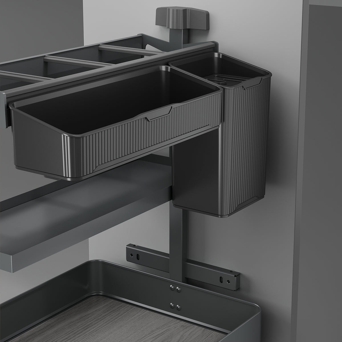 Carrello estraibile con cestelli e accessori Harmony con chiusura soft