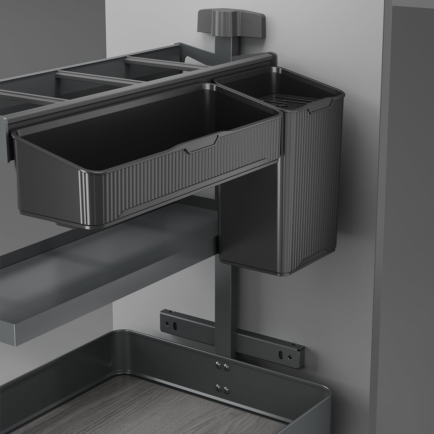 Carrello estraibile con cestelli e accessori Harmony con chiusura soft