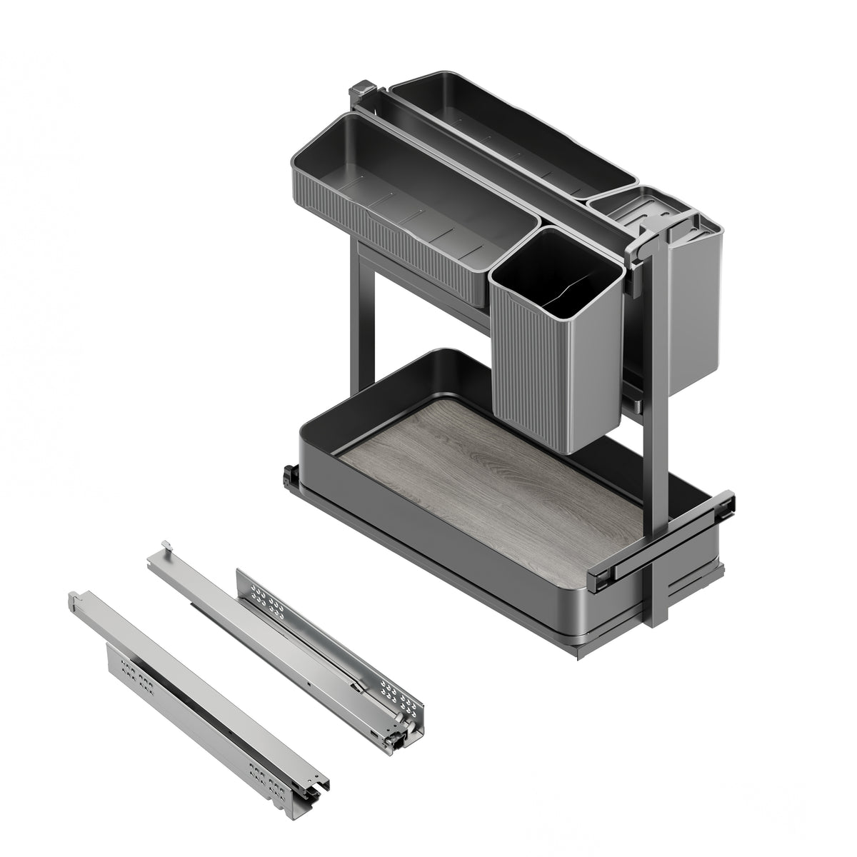 Carrello estraibile con cestelli e accessori Harmony con chiusura soft